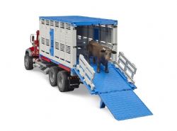 BRUDER - CAMION DE TRANSPORT MACK GRANITE CATTLE AVEC 1 BÉTAIL #02830